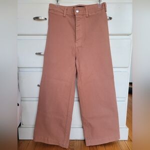 Veronica Beard Jeans Size 28 Cynthia Gaucho Dusty Rose Cropped Wide Leg